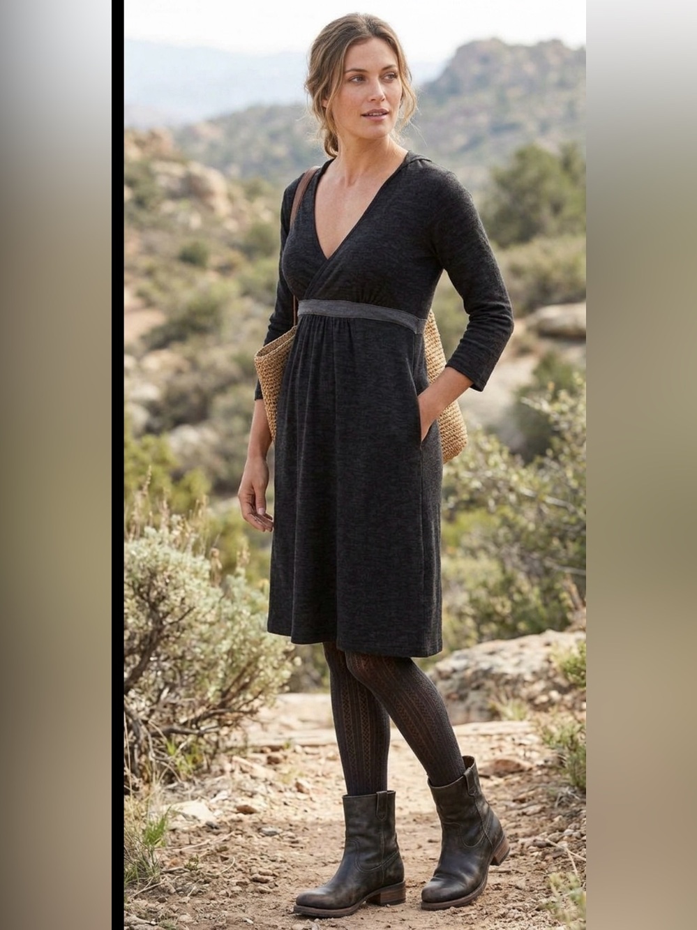 Ibex Gray 100% Zque Merino Wool Dress Hooded Outdoor Indie Size L Nature